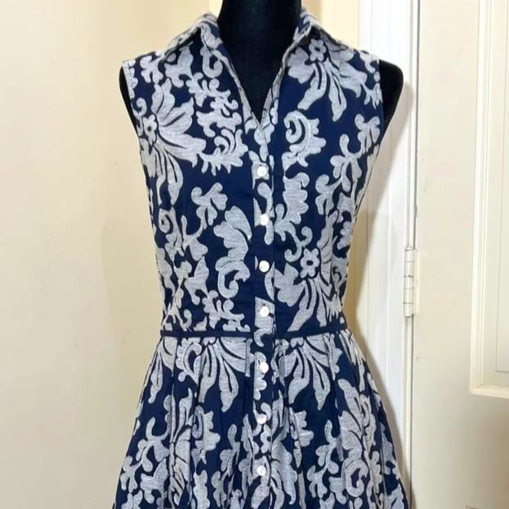 A-line Buttondown Sleeveless w/Rich Embroidered Cotton by Just…Taylor